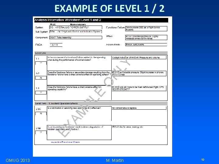 EX AM PL E O NL Y EXAMPLE OF LEVEL 1 / 2 OMUG