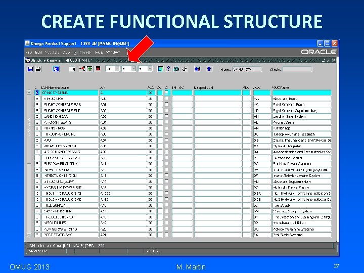 CREATE FUNCTIONAL STRUCTURE OMUG 2013 M. Martin 27 