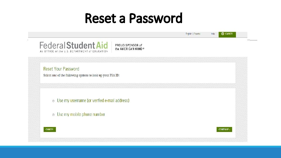 Reset a Password 