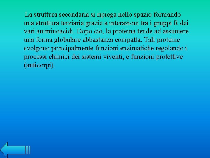 La struttura secondaria si ripiega nello spazio formando una struttura terziaria grazie a interazioni