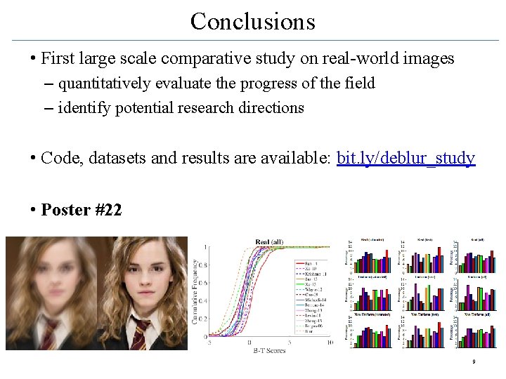 Conclusions • First large scale comparative study on real-world images – quantitatively evaluate the