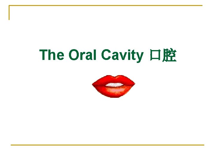 The Oral Cavity 口腔 