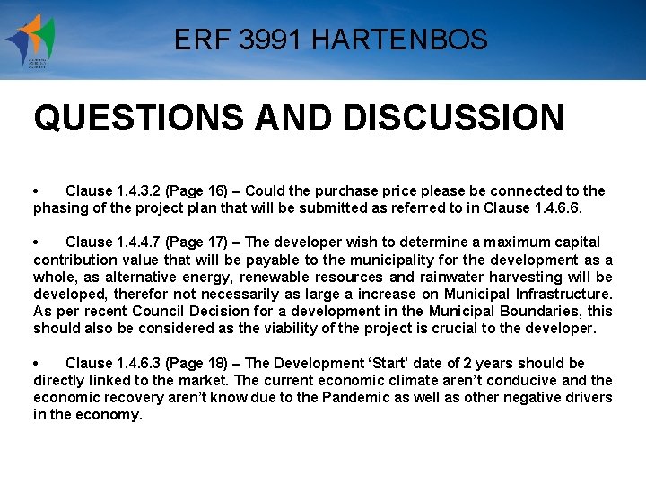 ERF 3991 HARTENBOS QUESTIONS AND DISCUSSION • Clause 1. 4. 3. 2 (Page 16)