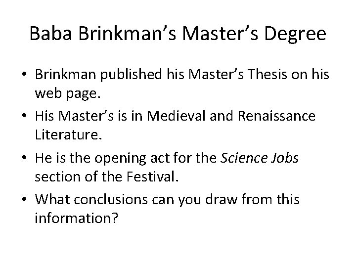 Baba Brinkman’s Master’s Degree • Brinkman published his Master’s Thesis on his web page.