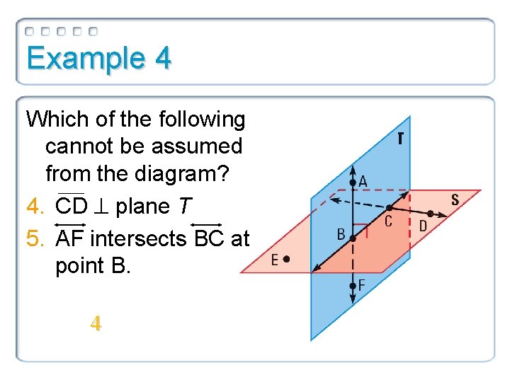 Example 4 Which of the following cannot be assumed from the diagram? 4. CD Example 4 Which of the following cannot be assumed from the diagram? 4. CD