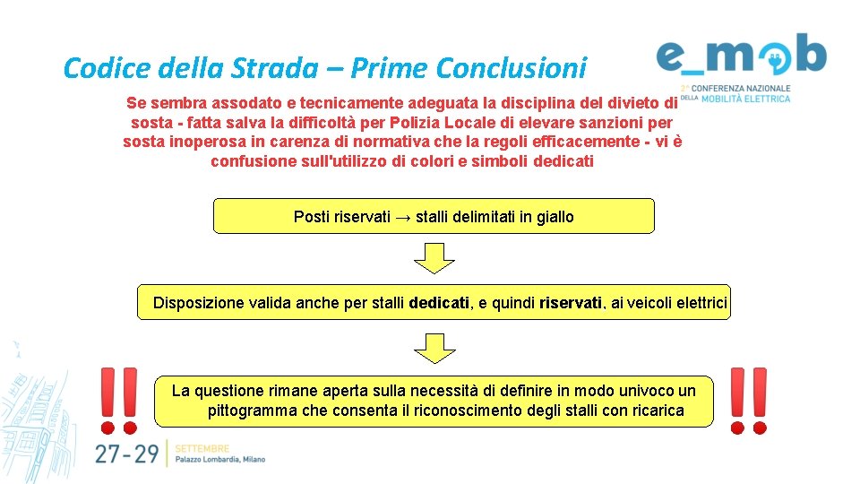 Codice della Strada – Prime Conclusioni Se sembra assodato e tecnicamente adeguata la disciplina