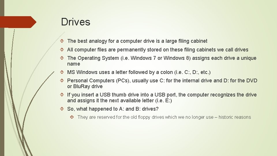 Files Every bit of information permanently stored on