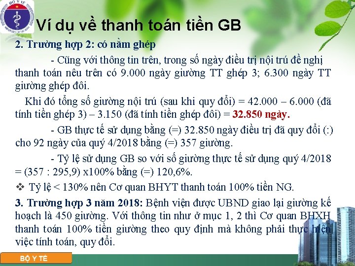 Ví dụ về thanh toán tiền GB 2. Trường hợp 2: có nằm ghép