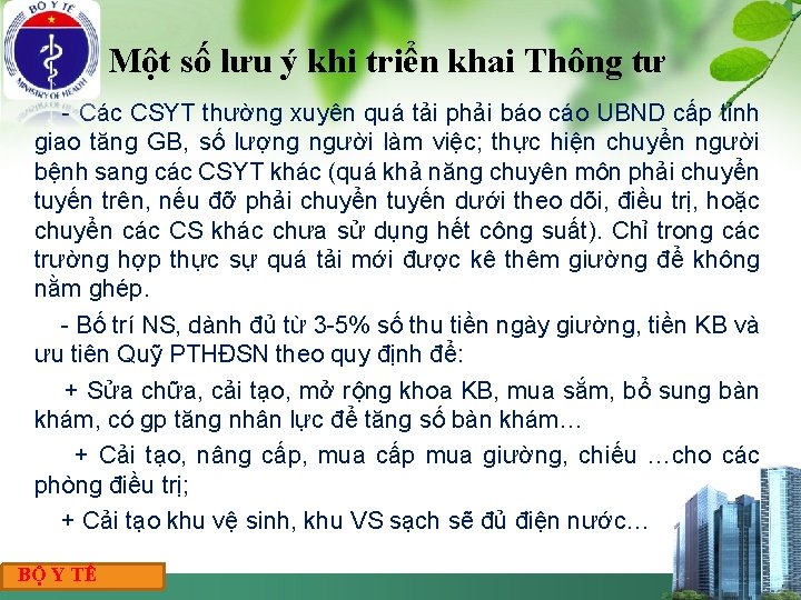 Một số lưu ý khi triển khai Thông tư - Các CSYT thường xuyên