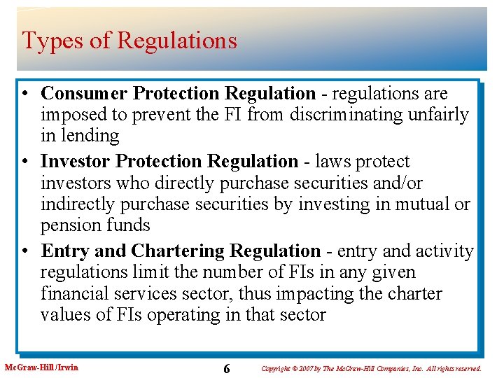 Chapter Thirteen Regulation of Commercial Banks Mc GrawHill