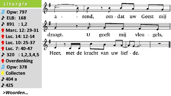 Liturgie ♬ Opw: 797 ♪ ELB: 168 ♪ 891 : 1, 2 ✟ Marc.