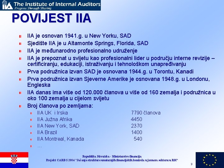 POVIJEST IIA je osnovan 1941. g. u New Yorku, SAD Sjedište IIA je u