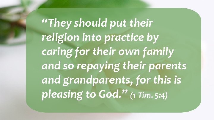 “They should put their religion into practice by caring for their own family and