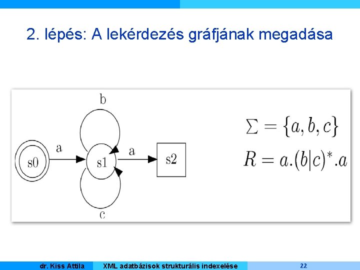 2. lépés: A lekérdezés gráfjának megadása Kiss Attila Master dr. Informatique XML adatbázisok strukturális