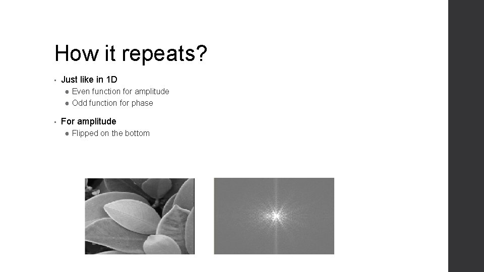 How it repeats? • Just like in 1 D ● Even function for amplitude