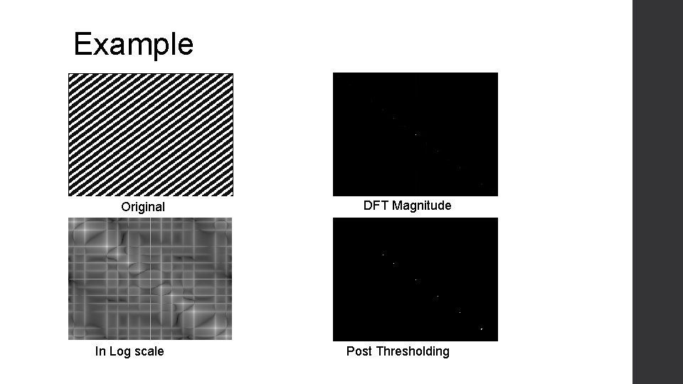 Example Original DFT Magnitude In Log scale Post Thresholding 