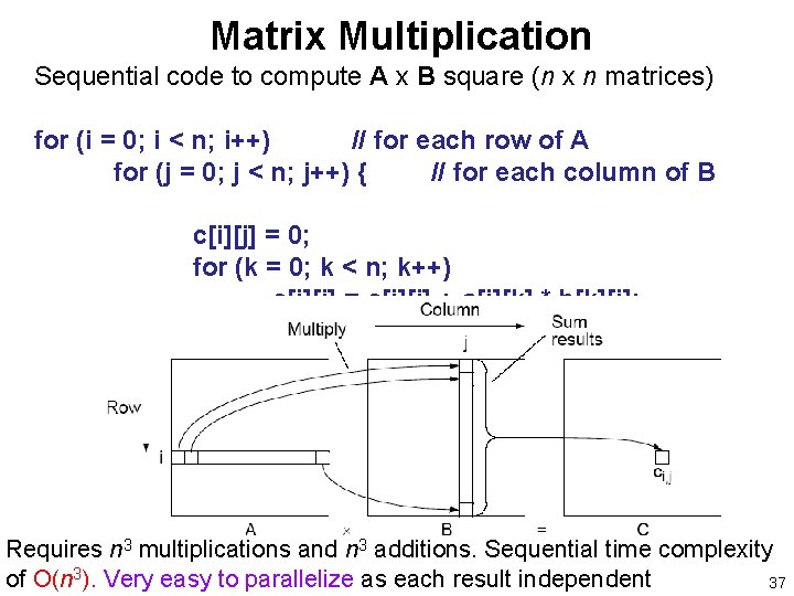 Matrix Multiplication Sequential code to compute A x B square (n x n matrices)