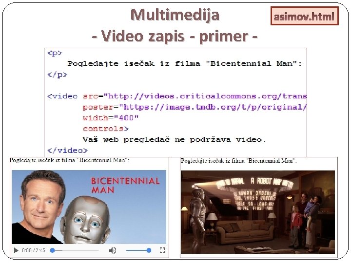 Multimedija - Video zapis - primer - asimov. html 