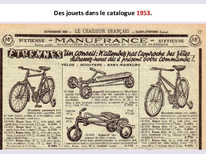 Des jouets dans le catalogue 1953 