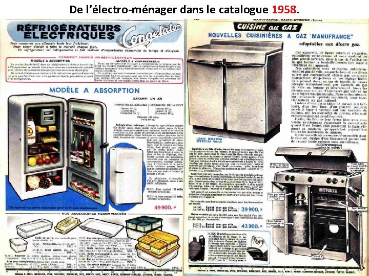De l’électro-ménager dans le catalogue 1958 