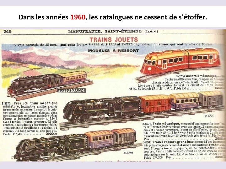 Dans les années 1960, 1960 les catalogues ne cessent de s’étoffer. 
