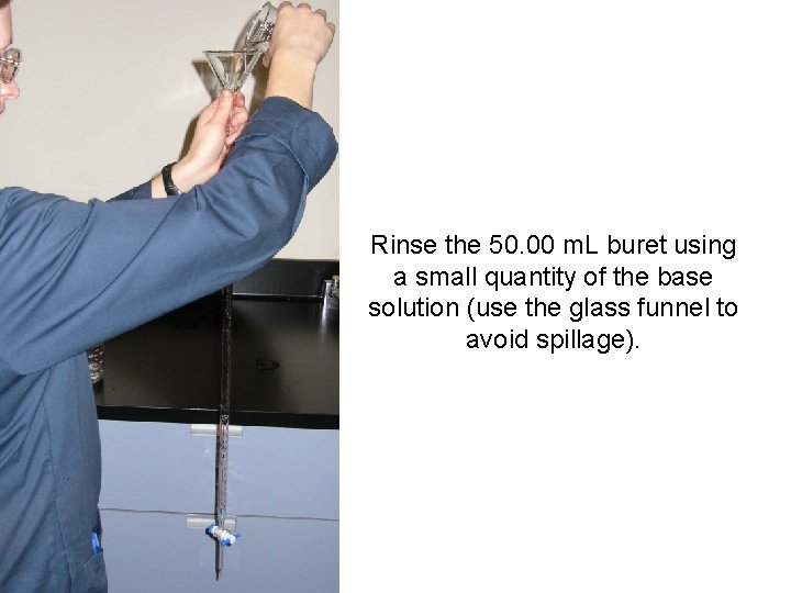 Rinse the 50. 00 m. L buret using a small quantity of the base