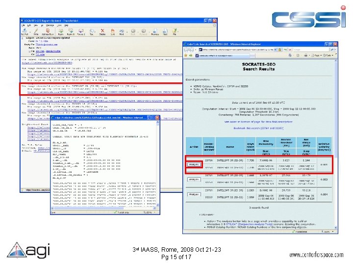 3 rd IAASS, Rome, 2008 Oct 21 -23 Pg 15 of 17 