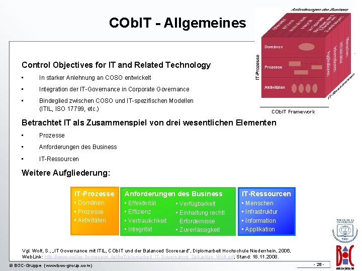 COb. IT - Allgemeines Control Objectives for IT and Related Technology • In starker