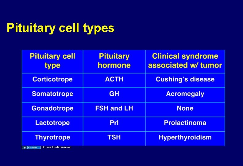 Pituitary cell types Source Undetermined 