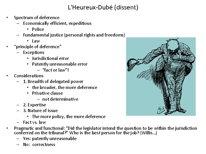 L'Heureux-Dubé (dissent) • • Spectrum of deference – Economically efficient, expeditious • Police –