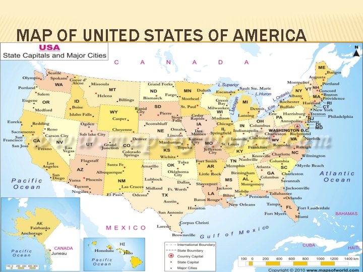 MAP OF UNITED STATES OF AMERICA 