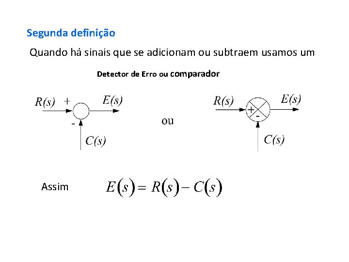 Segunda definição Quando há sinais que se adicionam ou subtraem usamos um Detector de
