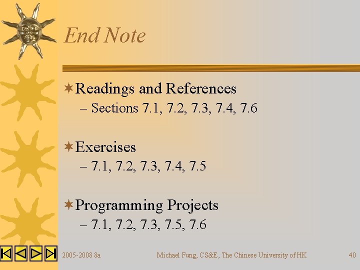 End Note ¬Readings and References – Sections 7. 1, 7. 2, 7. 3, 7.
