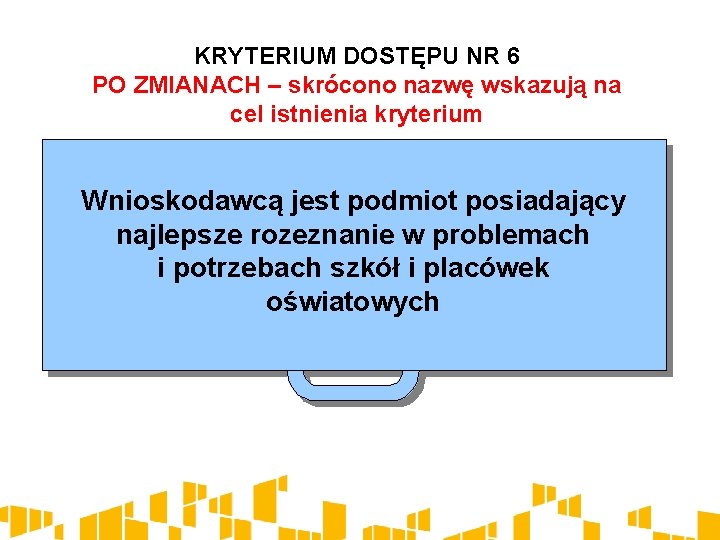 KRYTERIUM DOSTĘPU NR 6 PO ZMIANACH – skrócono nazwę wskazują na cel istnienia kryterium