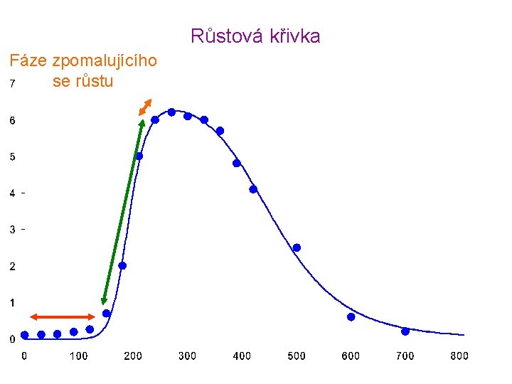 Růstová křivka Fáze zpomalujícího se růstu Čas [min] 