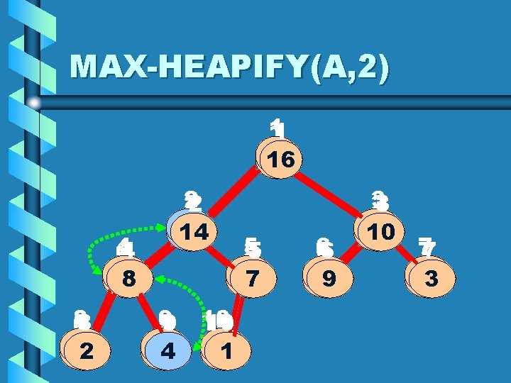 MAX-HEAPIFY(A, 2) 11 16 16 44 14 48 4 88 22 22 14 4