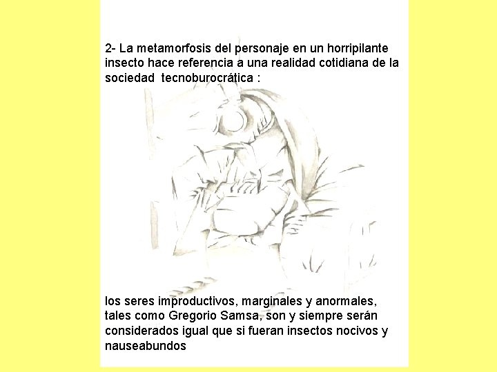 2 - La metamorfosis del personaje en un horripilante insecto hace referencia a una