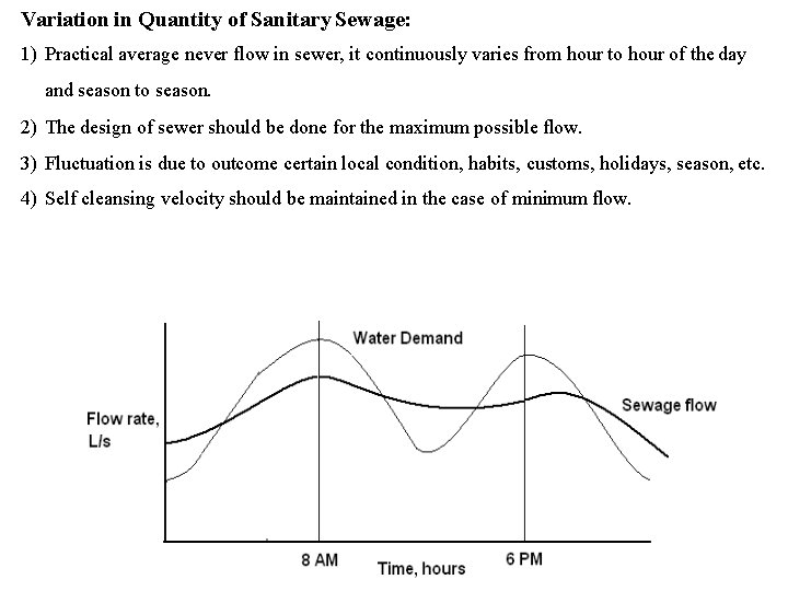 Variation in Quantity of Sanitary Sewage: 1) Practical average never flow in sewer, it