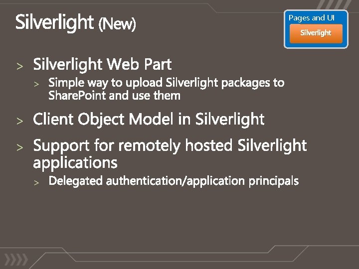Pages and UI Silverlight > > > 