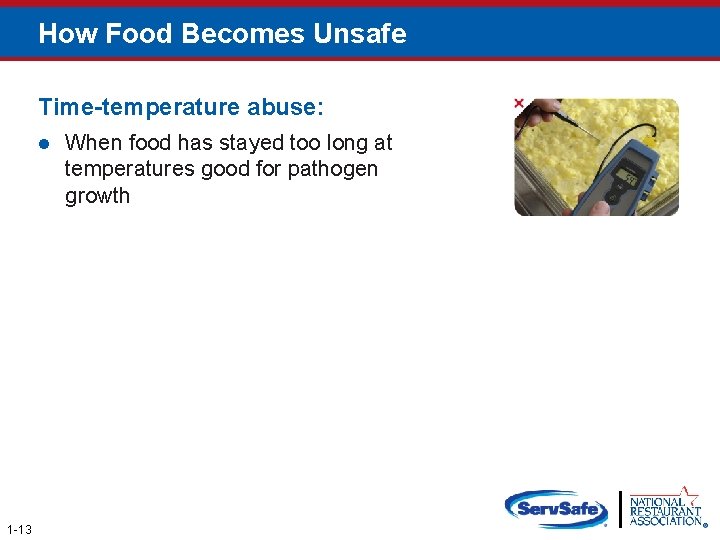 How Food Becomes Unsafe Time-temperature abuse: l 1 -13 When food has stayed too