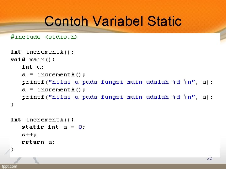 Contoh Variabel Static 26 