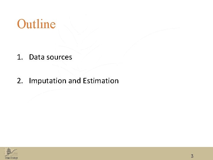 Outline 1. Data sources 2. Imputation and Estimation 3 