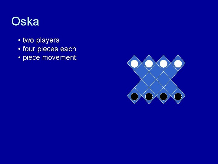 Oska • two players • four pieces each • piece movement: 