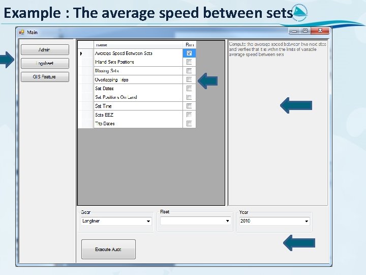 Example : The average speed between sets 