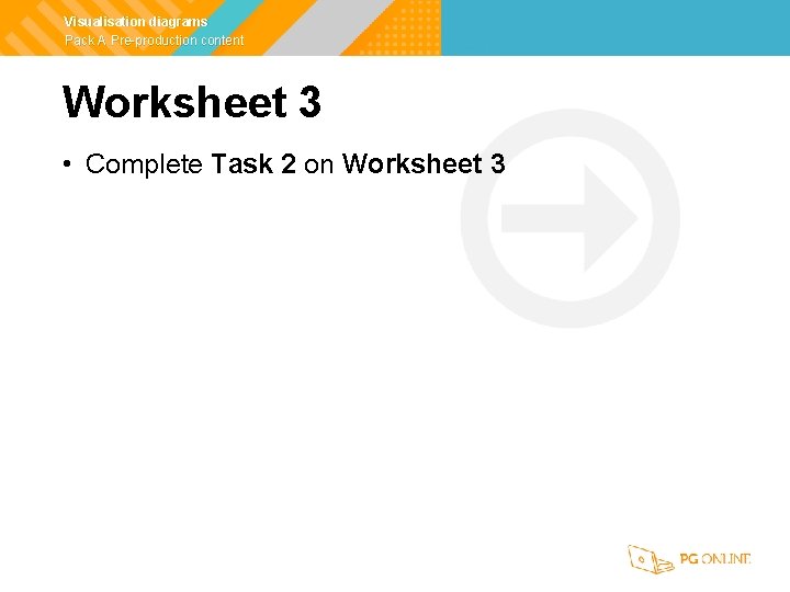 Visualisation diagrams Pack A Pre-production content Worksheet 3 • Complete Task 2 on Worksheet