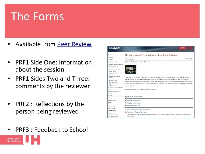 The Forms • Available from Peer Review • PRF 1 Side One: Information about