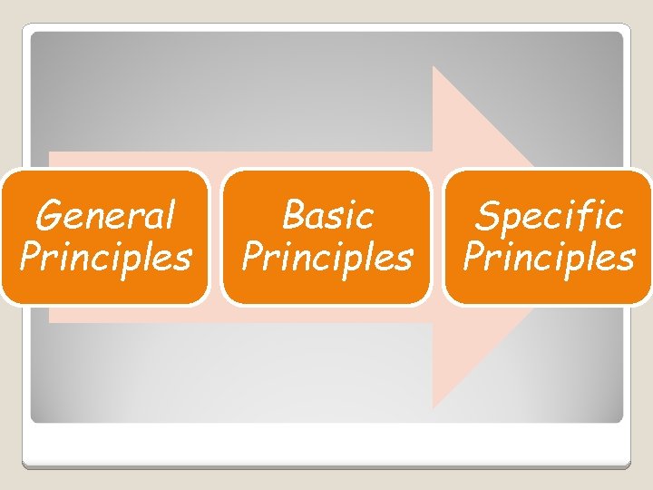 General Principles Basic Principles Specific Principles 