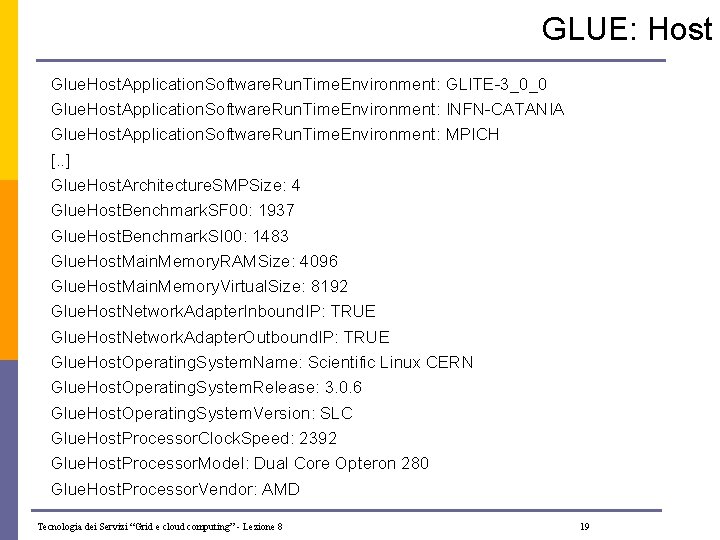 GLUE: Host Glue. Host. Application. Software. Run. Time. Environment: GLITE-3_0_0 Glue. Host. Application. Software.