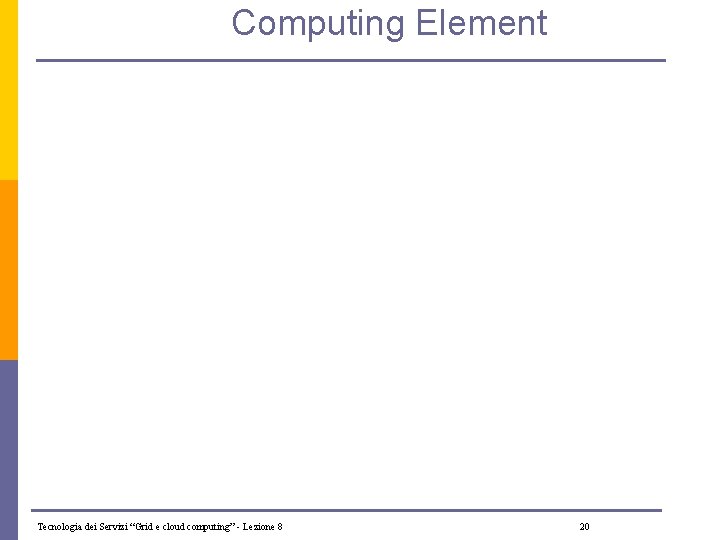 Computing Element Tecnologia dei Servizi “Grid e cloud computing” - Lezione 8 20 