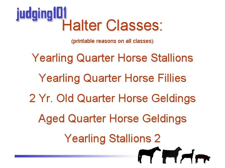Practice Judging Halter Halter Classes printable reasons on